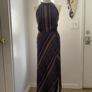 Ted Baker silk striped halter dress